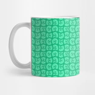 Retro Inspired D20 Circles Seamless Pattern - Aqua Green Mug